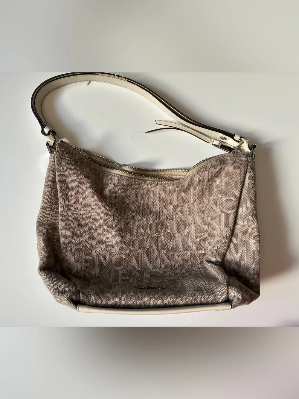 Calvin Klein Beige Prism Logo Hobo Bag - Used